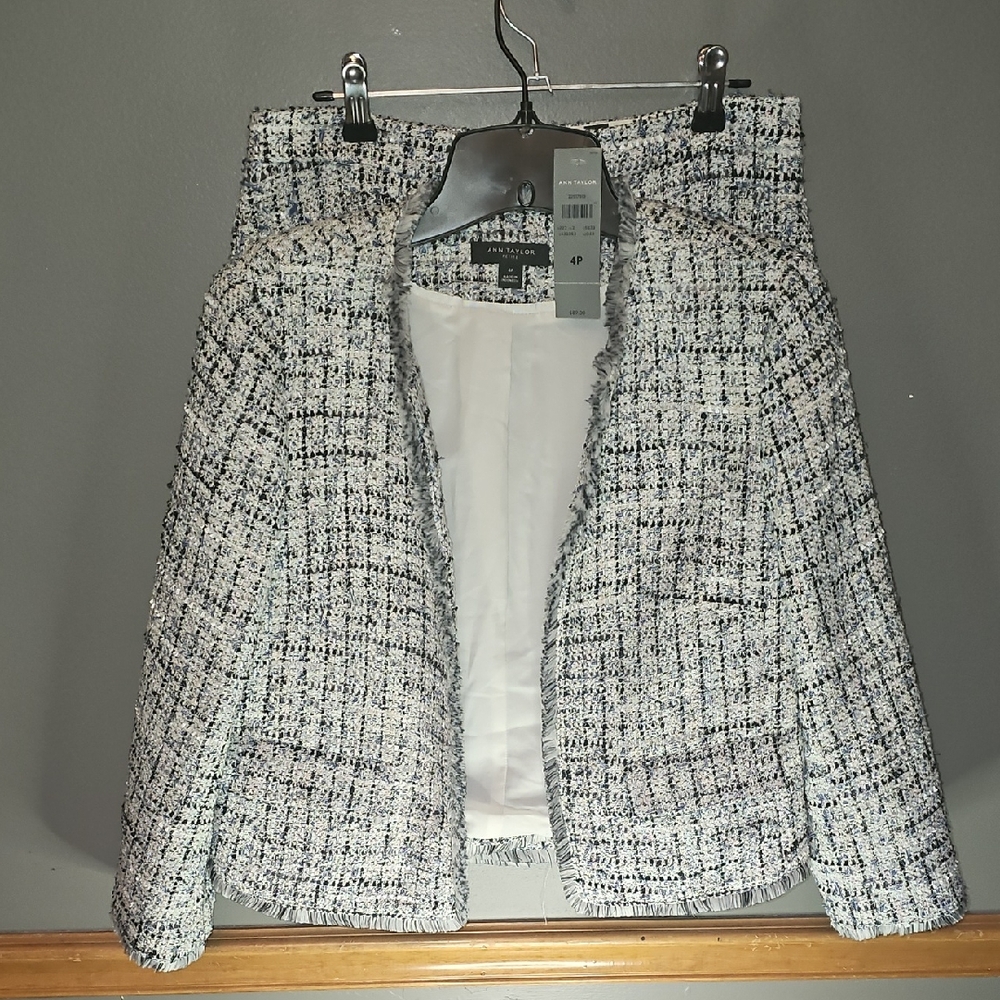 Ann Taylor Black and White Tweed Blazer & Skirt
